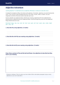 Free Adjectives Template | Year 4 Core | BookFlik