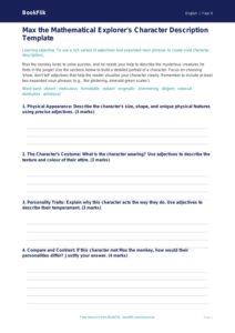 Free Adjectives Template | Year 4 Greater Depth | BookFlik