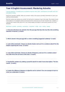 Free Adverbs Assessment | Year 4 Core | BookFlik