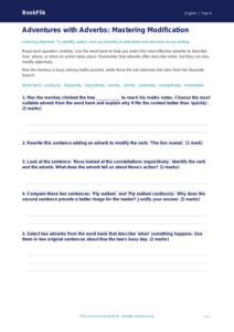 Free Adverbs Worksheet | Year 4 Greater Depth | BookFlik
