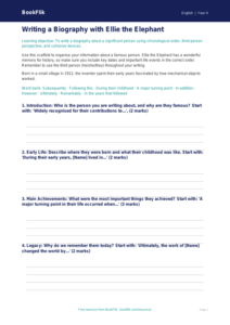 Free Biography Writing Frame | Year 4 Core | BookFlik