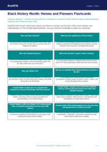 Free Black History Month Flashcards | Year 4 Greater Depth | BookFlik