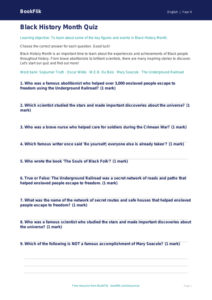 Free Black History Month Quiz | Year 4 Core | BookFlik