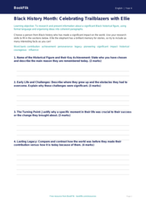 Free Black History Month Template | Year 4 Greater Depth | BookFlik