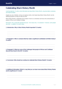 Free Black History Month Writing Frame | Year 4 Core | BookFlik