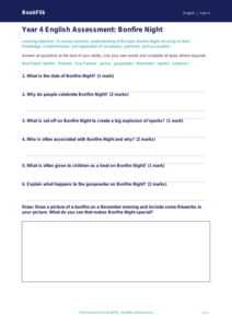 Free Bonfire Night Assessment | Year 4 Core | BookFlik