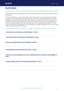Free Bonfire Night Track Sheet | Year 4 Core | BookFlik
