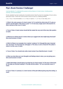 Free Book Review Quiz | Year 4 Core | BookFlik