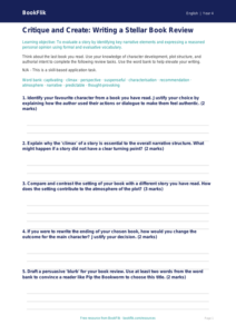 Free Book Review Worksheet | Year 4 Greater Depth | BookFlik