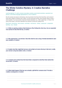 Free Christmas Story Activity Sheet | Year 4 Greater Depth | BookFlik