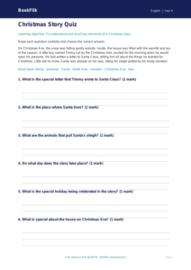 Free Christmas Story Quiz | Year 4 Core | BookFlik