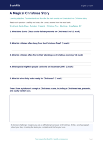 Free Christmas Story Worksheet | Year 4 Core | BookFlik