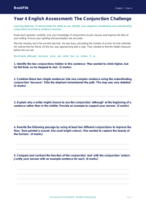 Free Conjunctions Assessment | Year 4 Greater Depth | BookFlik