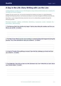 Free Diary Writing Frame | Year 4 Literacy Worksheet | BookFlik
