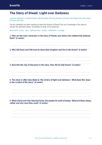 Free Diwali Story Worksheet | Year 4 Core | BookFlik