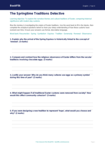 Free Easter Story Activity Sheet | Year 4 Greater Depth | BookFlik