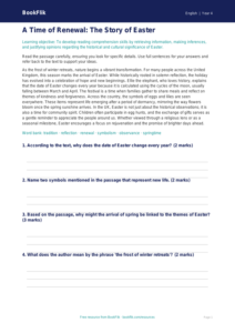 Free Easter Story Comprehension | Year 4 Greater Depth | BookFlik