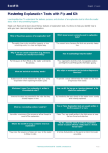 Free Explanation Texts Flashcards | Year 4 Core | BookFlik