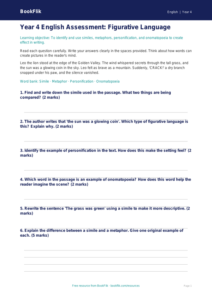 Free Figurative Language Assessment | Year 4 Core | BookFlik