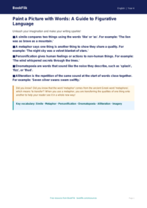 Free Figurative Language Poster | Year 4 Core | BookFlik