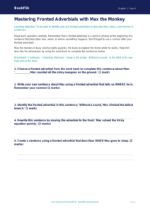 Free Fronted Adverbials Worksheet | Year 4 Core | BookFlik