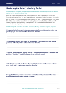 Free Handwriting Worksheet | Year 4 Greater Depth | BookFlik