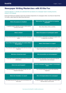 Free Newspaper Writing Flashcards | Year 4 Core | BookFlik