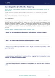 Free Newspaper Writing Track Sheet | Year 4 Core | BookFlik