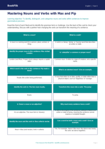 Free Nouns And Verbs Flashcards | Year 4 Greater Depth | BookFlik