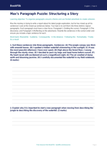 Free Paragraphs Activity Sheet | Year 4 Greater Depth | BookFlik