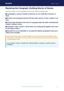 Free Paragraphs Poster | Year 4 Greater Depth | BookFlik
