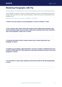 Free Paragraphs Worksheet | Year 4 Core | BookFlik