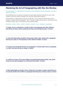 Free Paragraphs Worksheet | Year 4 Greater Depth | BookFlik