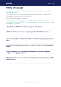 Free Paragraphs Writing Frame | Year 4 Core | BookFlik