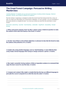 Free Persuasive Writing Activity Sheet | Year 4 Greater Depth | BookFlik