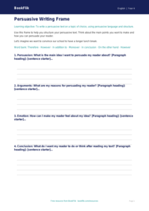 Free Persuasive Writing Writing Frame | Year 4 Core | BookFlik