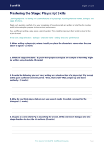 Free Playscripts Worksheet | Year 4 Core | BookFlik