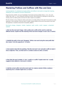 Free Prefixes And Suffixes Worksheet | Year 4 Core | BookFlik