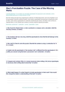 Free Punctuation Activity Sheet | Year 4 Greater Depth | BookFlik