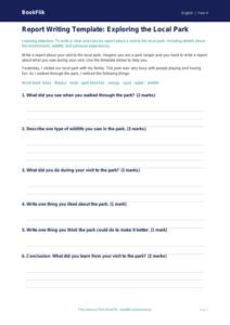 Free Report Writing Template | Year 4 Core | BookFlik