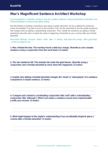 Free Sentence Structure Activity Sheet | Year 4 Greater Depth | BookFlik