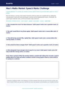 Free Speech Marks Activity Sheet | Year 4 Core | BookFlik