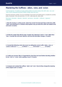 Free Spelling Worksheet | Year 4 Greater Depth | BookFlik