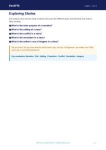 Free Year 4 English Comprehension Worksheet | BookFlik