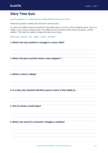 Free Year 4 English Stories Quiz | BookFlik
