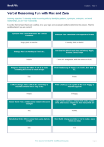 Free Verbal Reasoning Flashcards | Year 4 Core | BookFlik