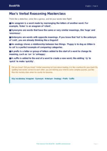 Free Verbal Reasoning Poster | Year 4 Core | BookFlik