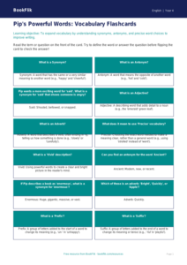Free Vocabulary Flashcards | Year 4 Core | BookFlik