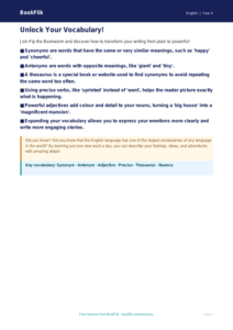 Free Vocabulary Poster | Year 4 Core | BookFlik