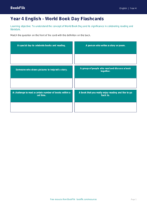 Free World Book Day Flashcards | Year 4 Core | BookFlik